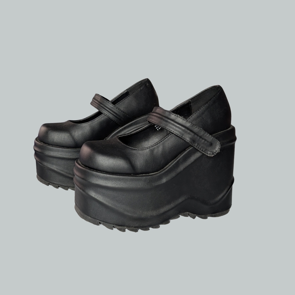 Size 9 Demonia Mary Jane Wave Wedge Platform Shoes